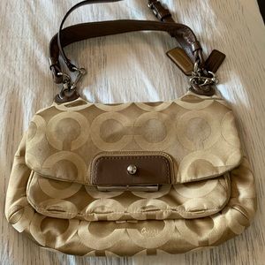 Coach flap crossbody bag in satin champagne color